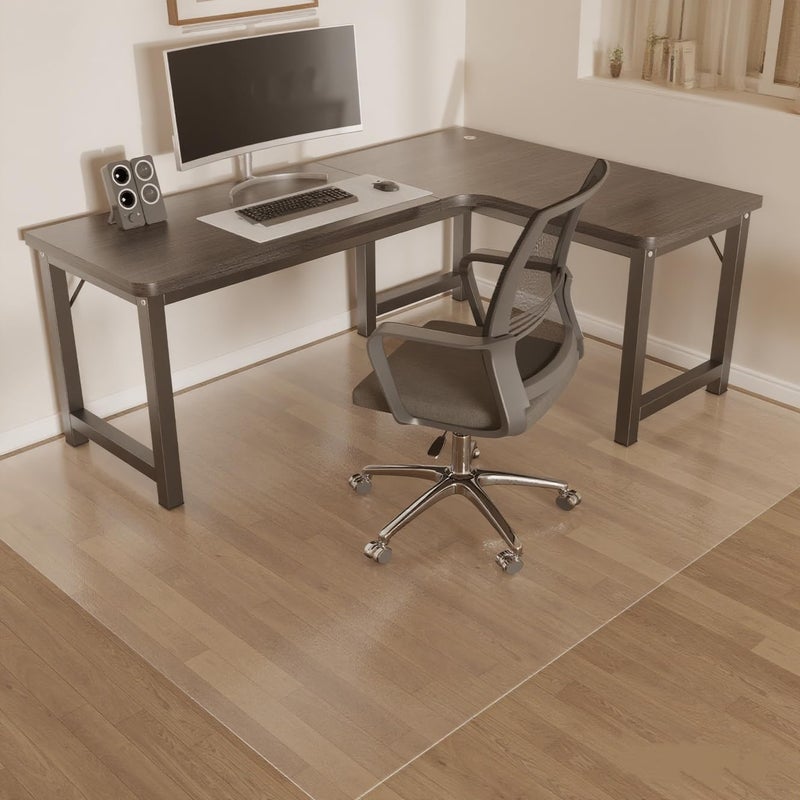 Tydle Chair Mat for Hard Floors, 48" x 60" Chair Mat for Hardwood Floor, Non-Slip Computer Under Desk Plastic Floor Mat for Work Gaming Chairs, Vinyl Hard Floor Protector for Home Office (Clear) - Image 1